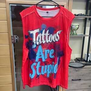 Bold Red Graphic Muscle Tee